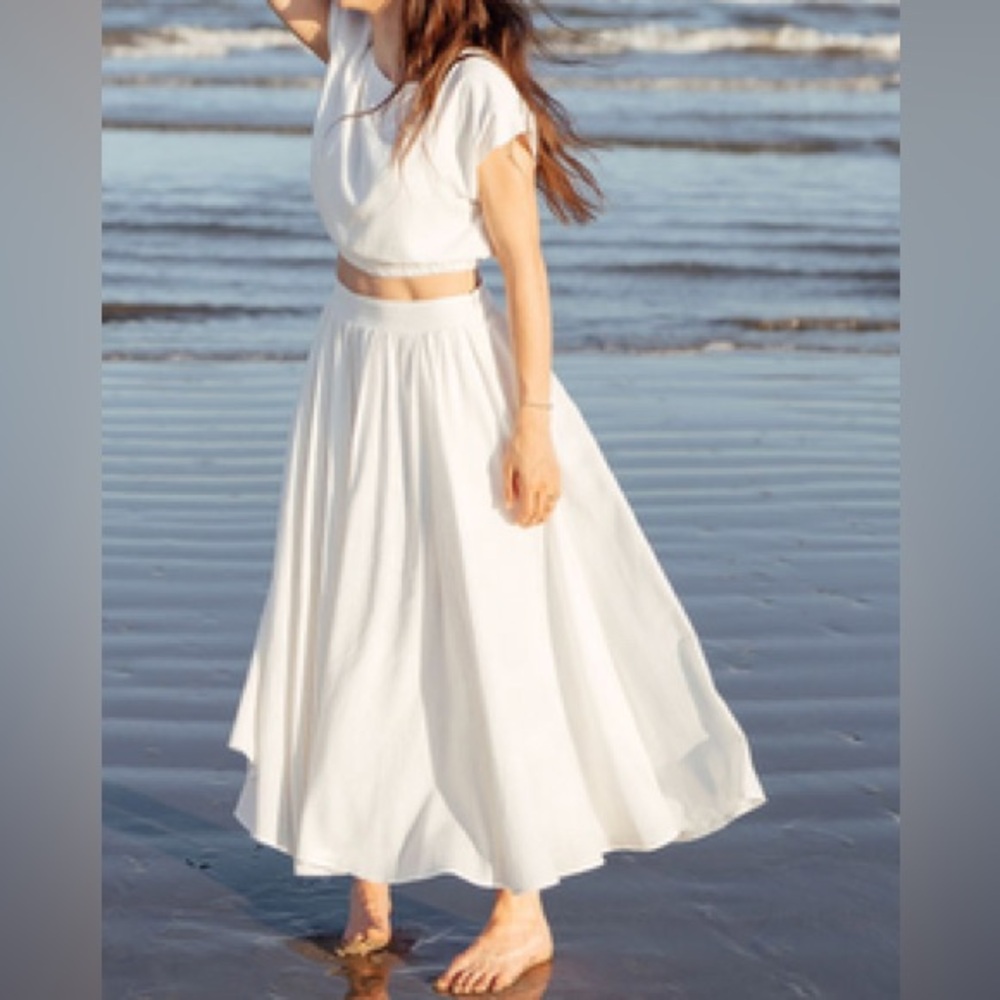 Elegant White Maxi Skirt set